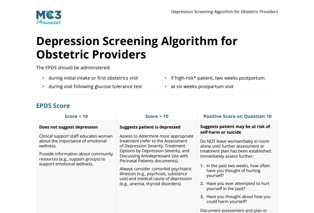 Preview of Depression Screening Algorithm for Obstetric Providers PDF