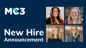 MC3 new hire announcement with photos of 4 new team members