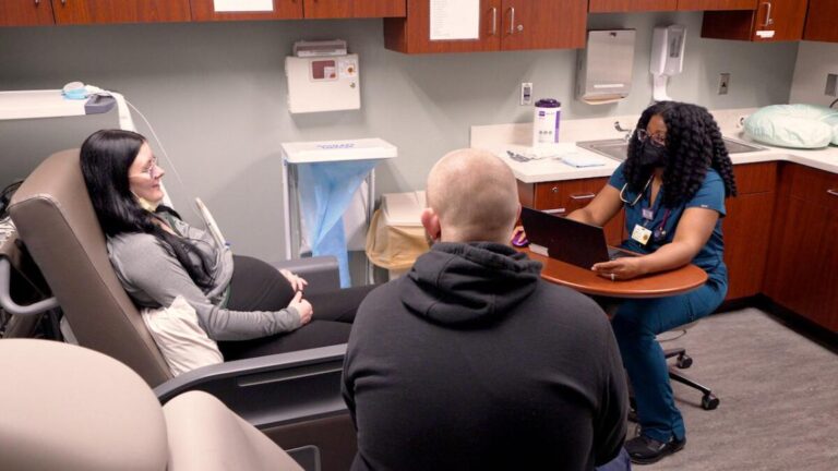 Perinatal patient meeting with a health care provider