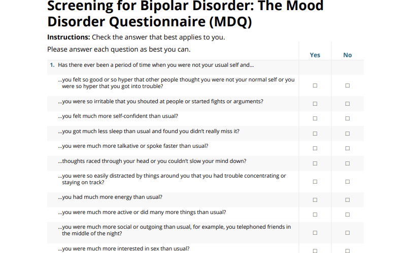 Preview of Screening for Bipolar Disorder: the Mood Disorder Questionnaire