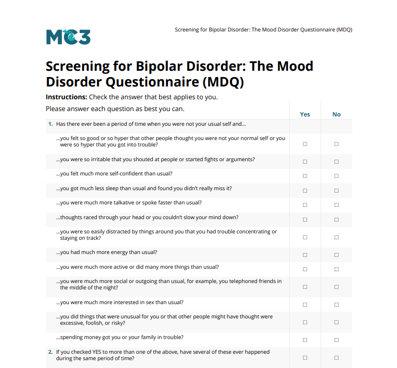 Preview of Screening for Bipolar Disorder: the Mood Disorder Questionnaire