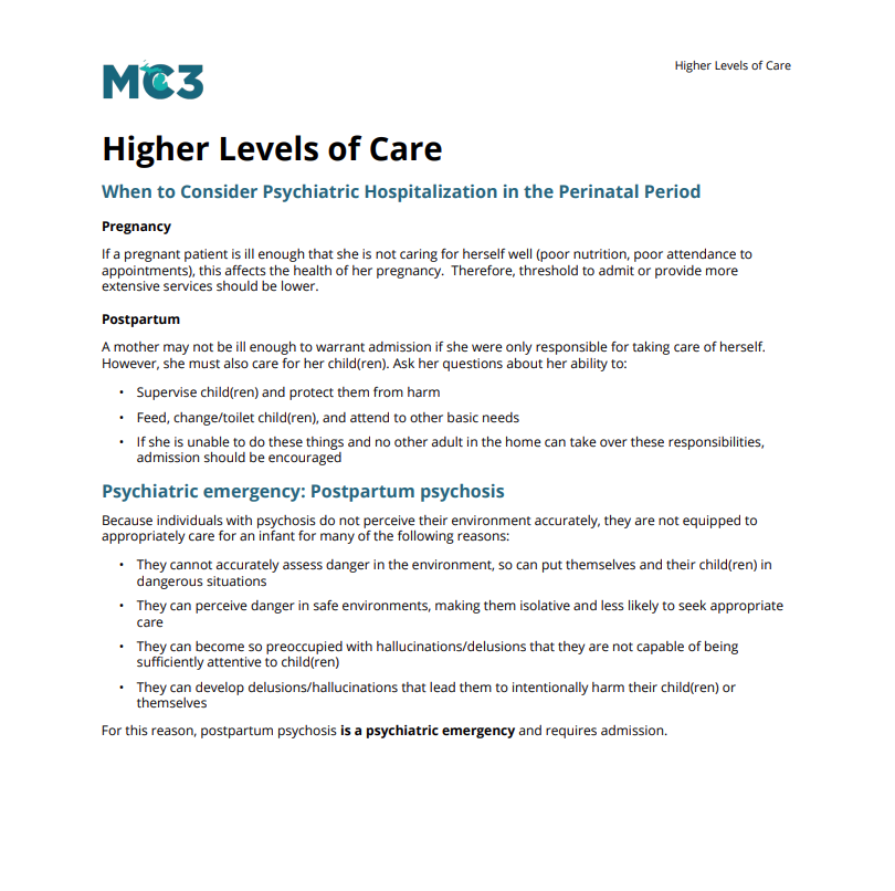 Preview of Higher Levels of Care