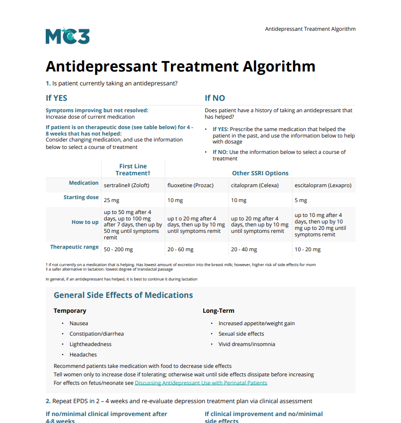 Preview of Antidepressant Treatment Algorithm