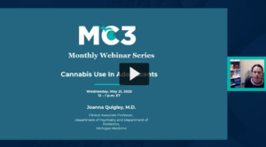 Title slide for MC3 recorded education module Cannabis Use in Adolescents.