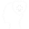 Silhouette of a head with a healthy heart symbol.