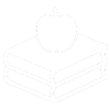 Textbooks stacked with an apple on top icon.