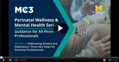 Preview of MC3 recorded module Addressing Anxiety and Depression: Three Steps for Perinatal Professionals.